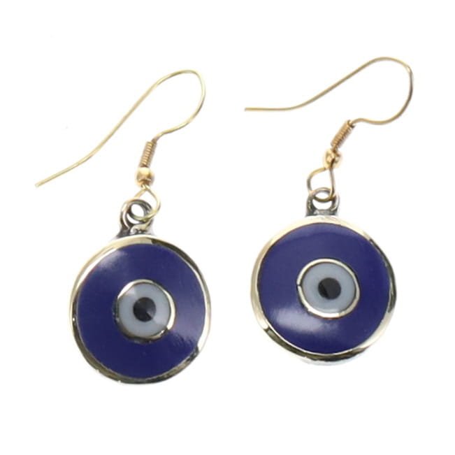 Brass Evil Eye Round Pair Earrings