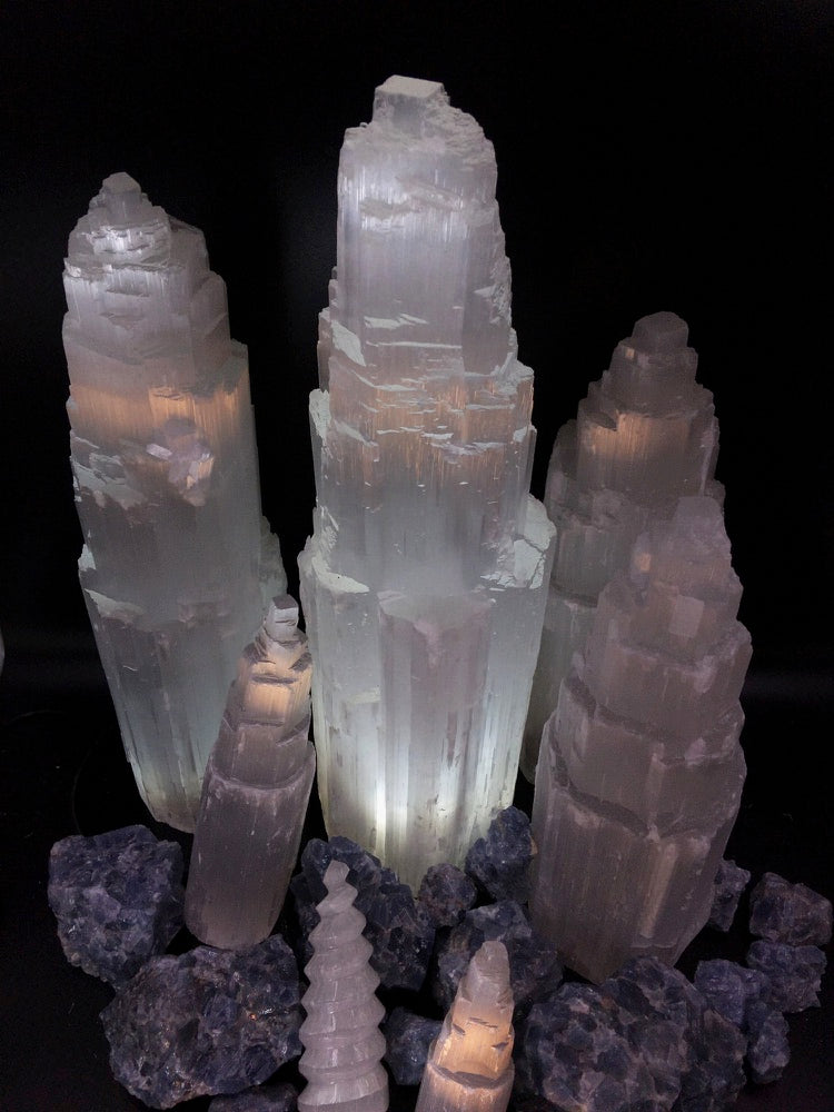 Selenite Crystal Tower Lamp 20cm