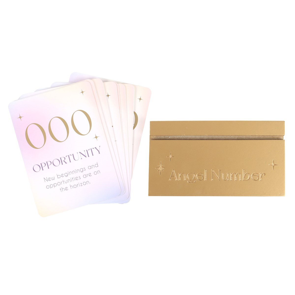 Angel Number Inspiration Cards with Golden Wooden Stand