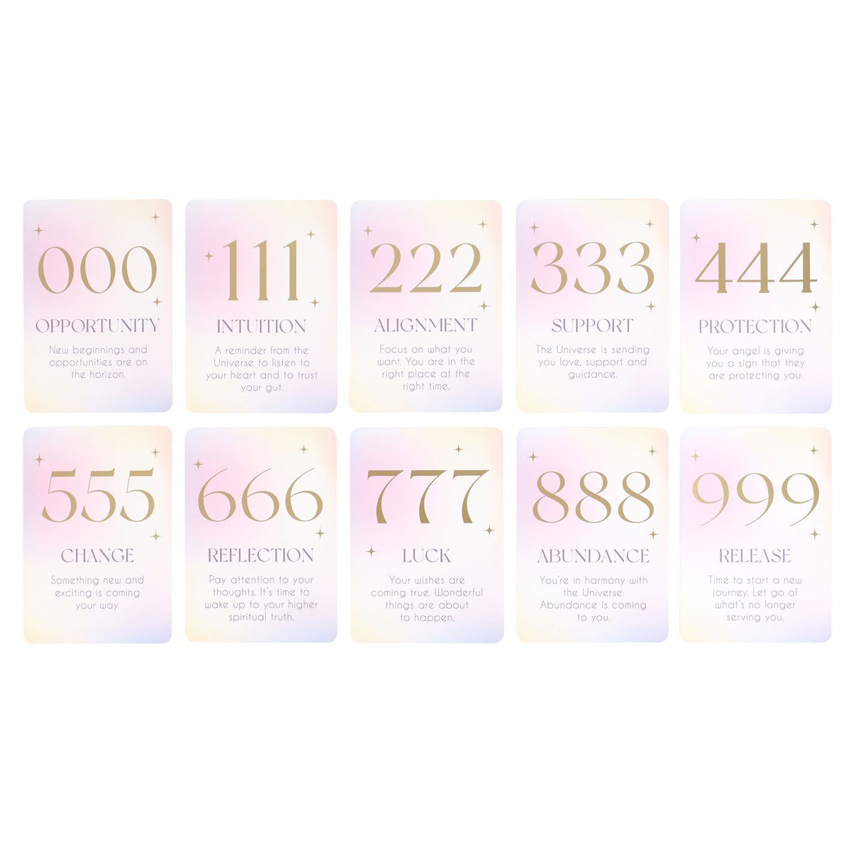 Angel Number Inspiration Cards with Golden Wooden Stand