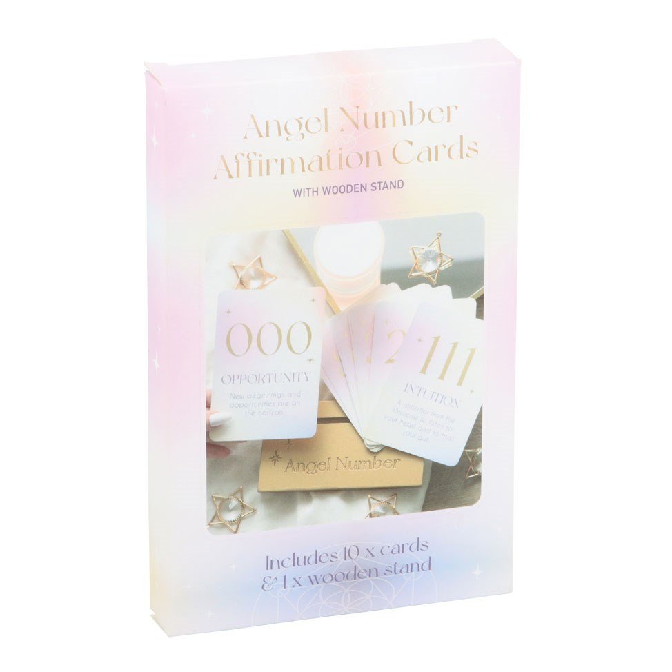 Angel Number Inspiration Cards with Golden Wooden Stand