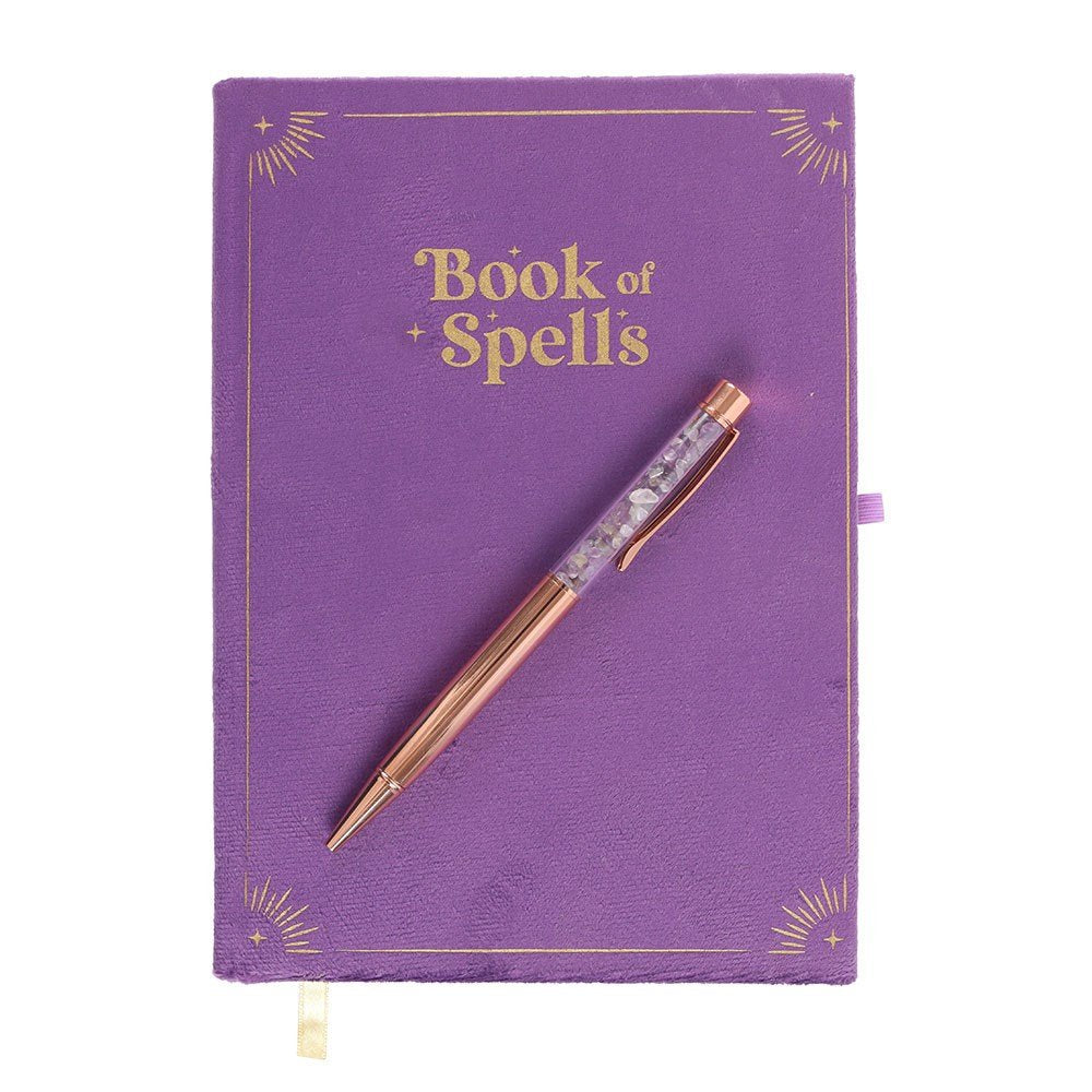 Book Of Spells Journal With Amethyst Crystal Pen