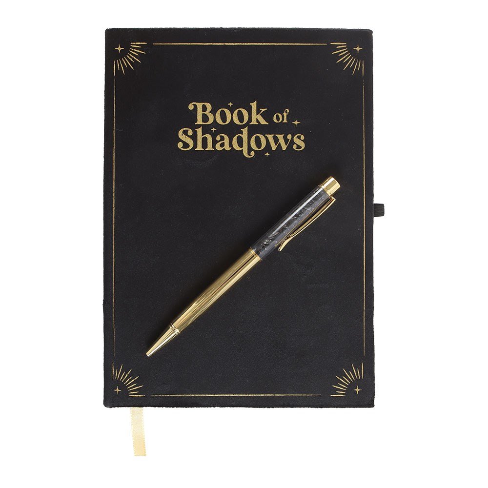 Book Of Shadows Journal With Black Obsidian Crystal Pen