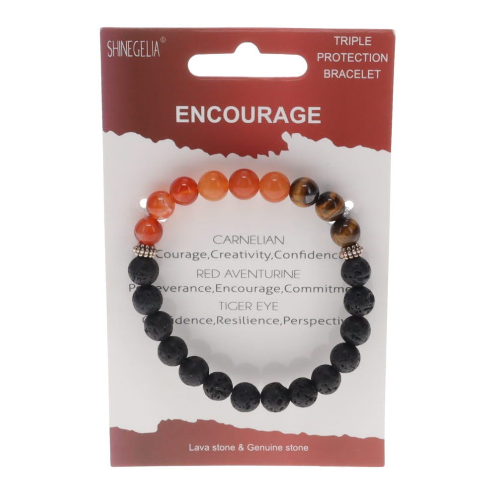 Carnelian Red Aventurine Tiger Eye Stone Bracelet - Encourage