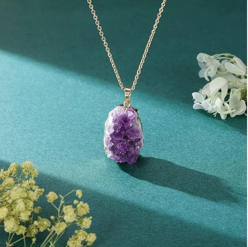 Silver Silver Electoplated lated Amethyst Crystal Pendant