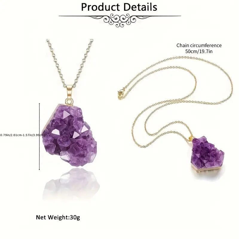 Silver Silver Electoplated lated Amethyst Crystal Pendant