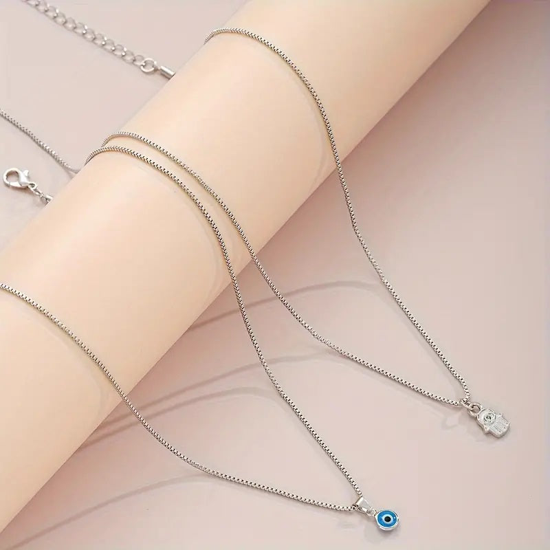2 Piece/Set Simple Evil Eye Pendant Necklaces