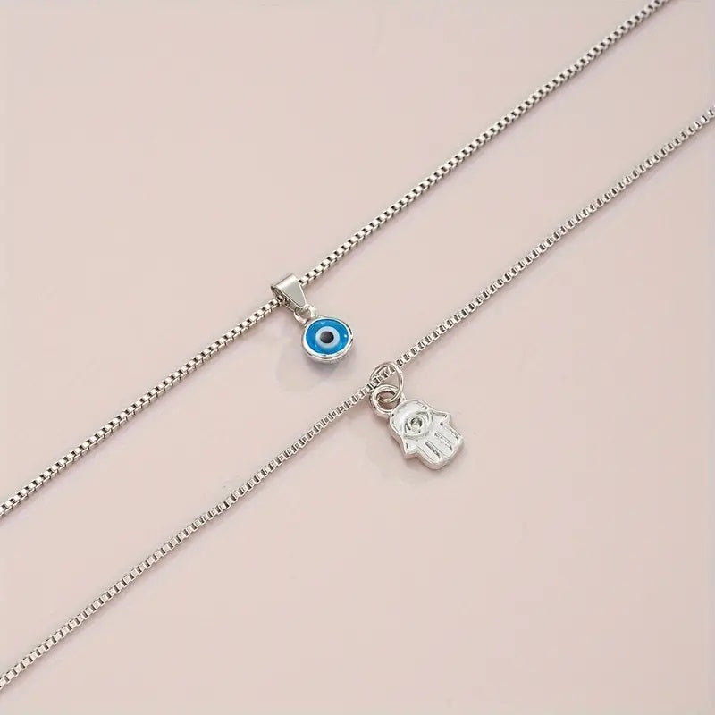 2 Piece/Set Simple Evil Eye Pendant Necklaces