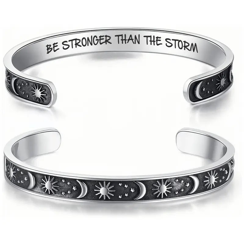 Inspirational Bracelet Sun & Moon Adjustable Design - Be Stronger Than the Storm