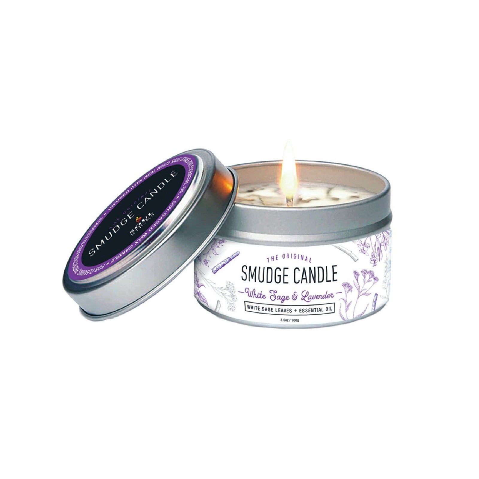 Soul Sticks White Sage and Lavender Smudge Candle Wax Soy Based 100g