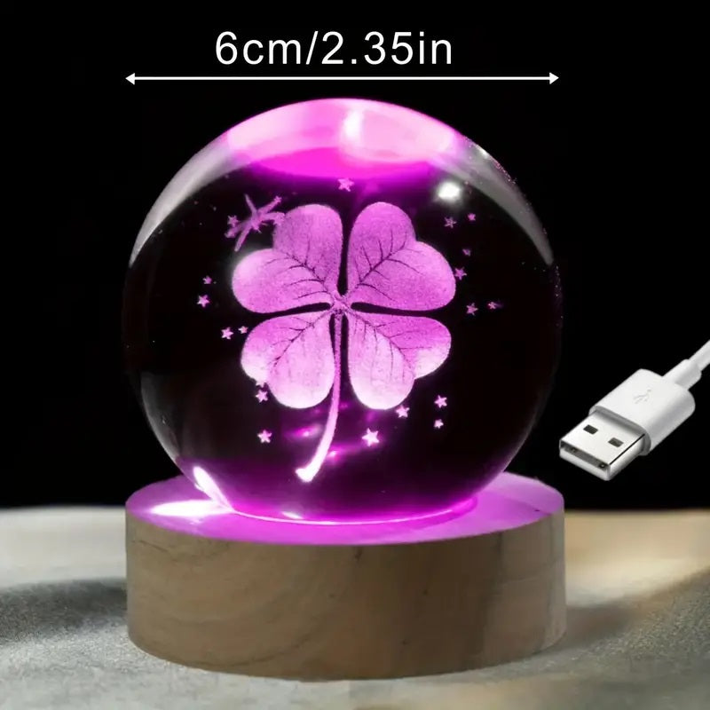 Clover Crystal Ball 3D Night Lamp