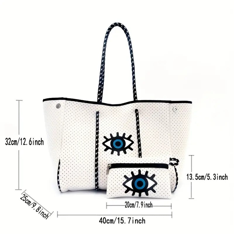 Eye Pattern Handbag With Little Pouch
