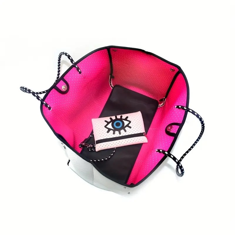 Eye Pattern Handbag With Little Pouch