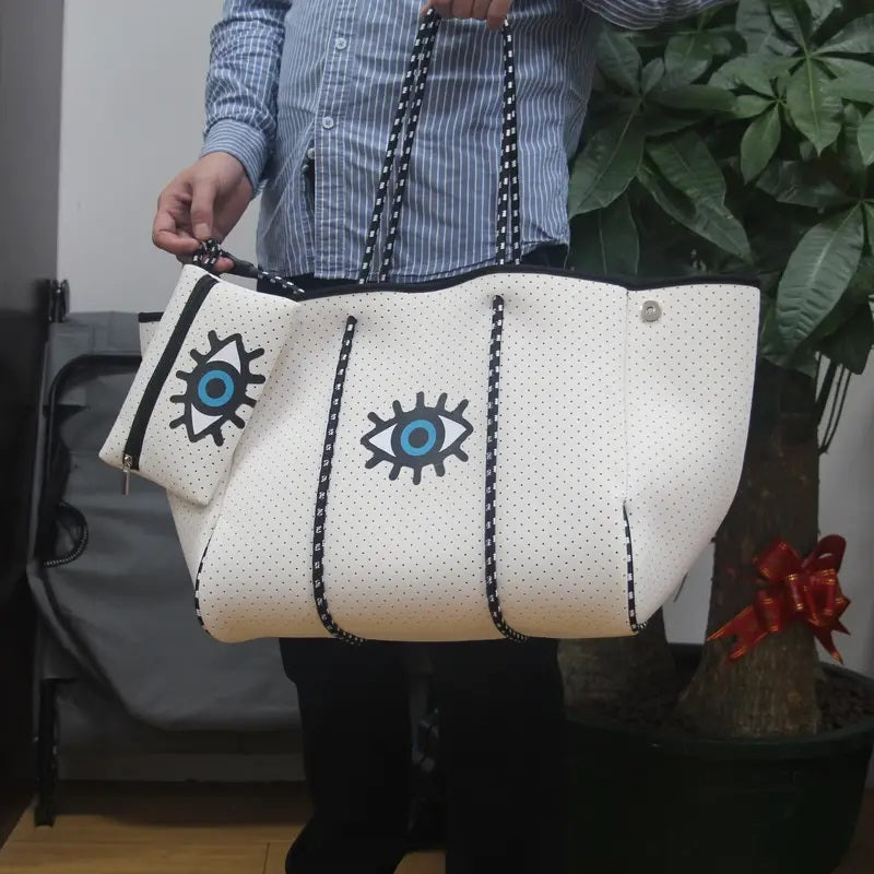 Eye Pattern Handbag With Little Pouch