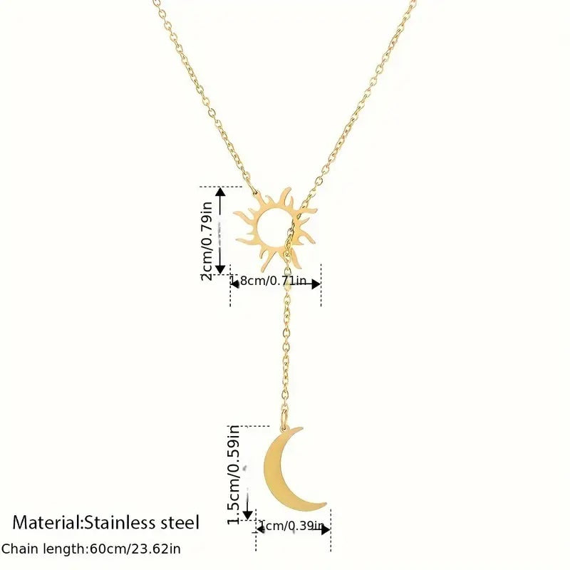 Sun Totem & Moon Necklace Pendant - Golden