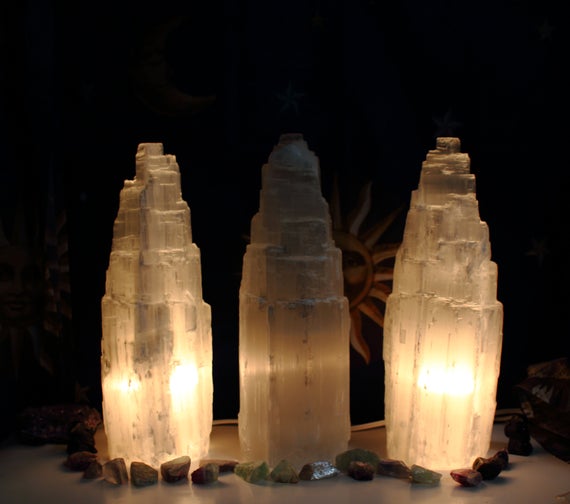 Selenite Crystal Tower Lamp 20cm
