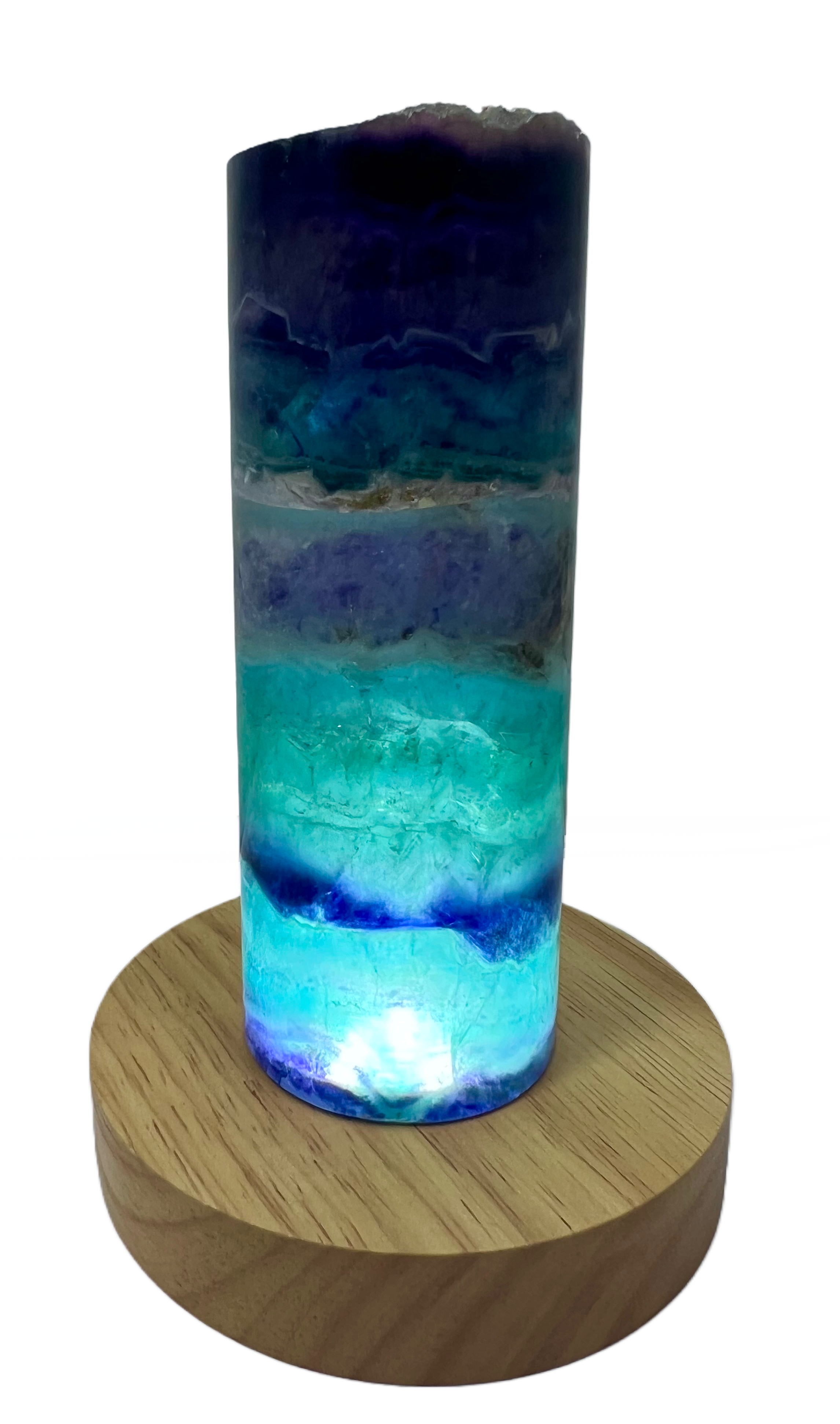 Medium Rainbow Fluorite Lamp - LED Stand E