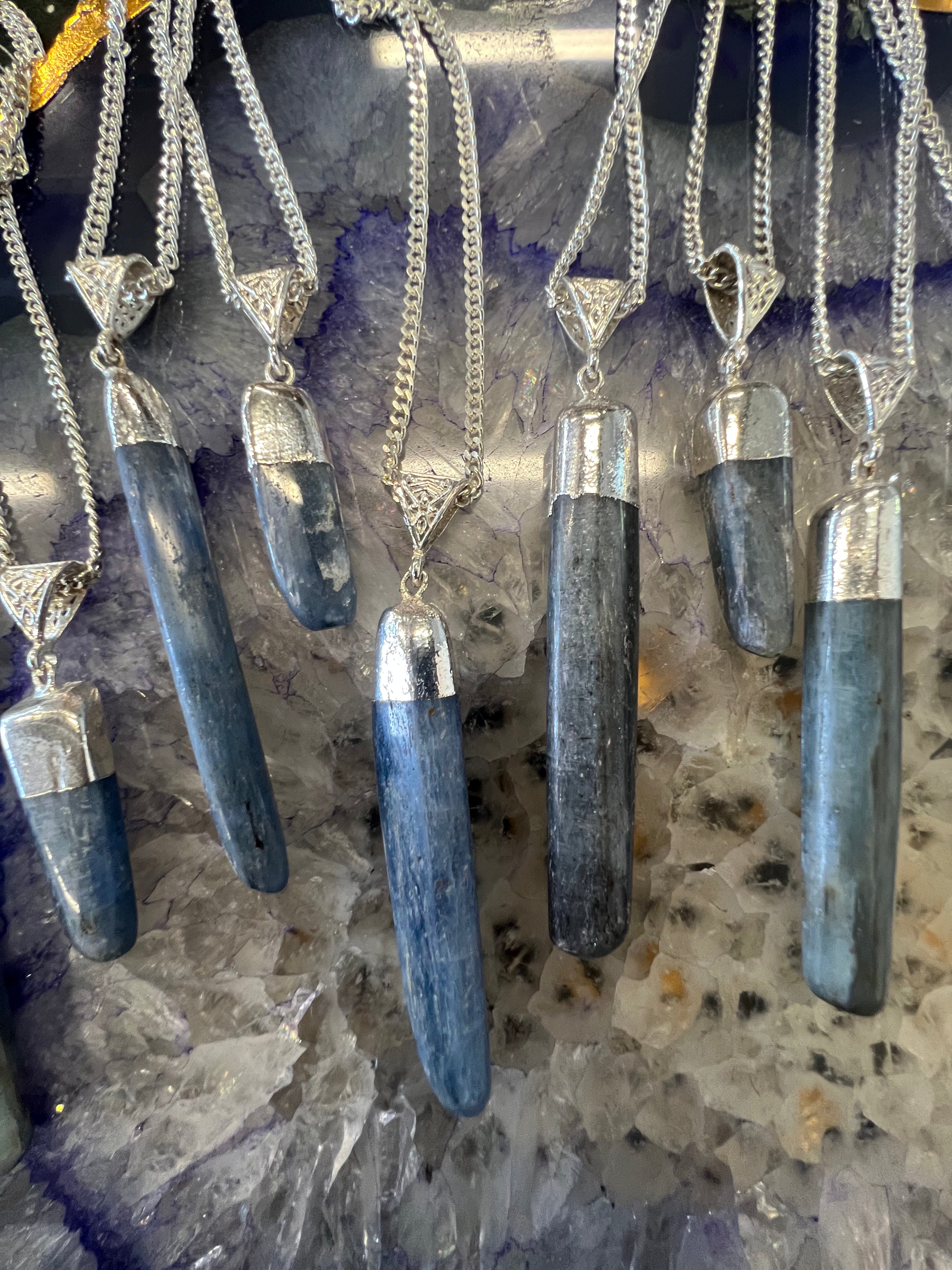 Kyanite Polished Blade Pendant Silver