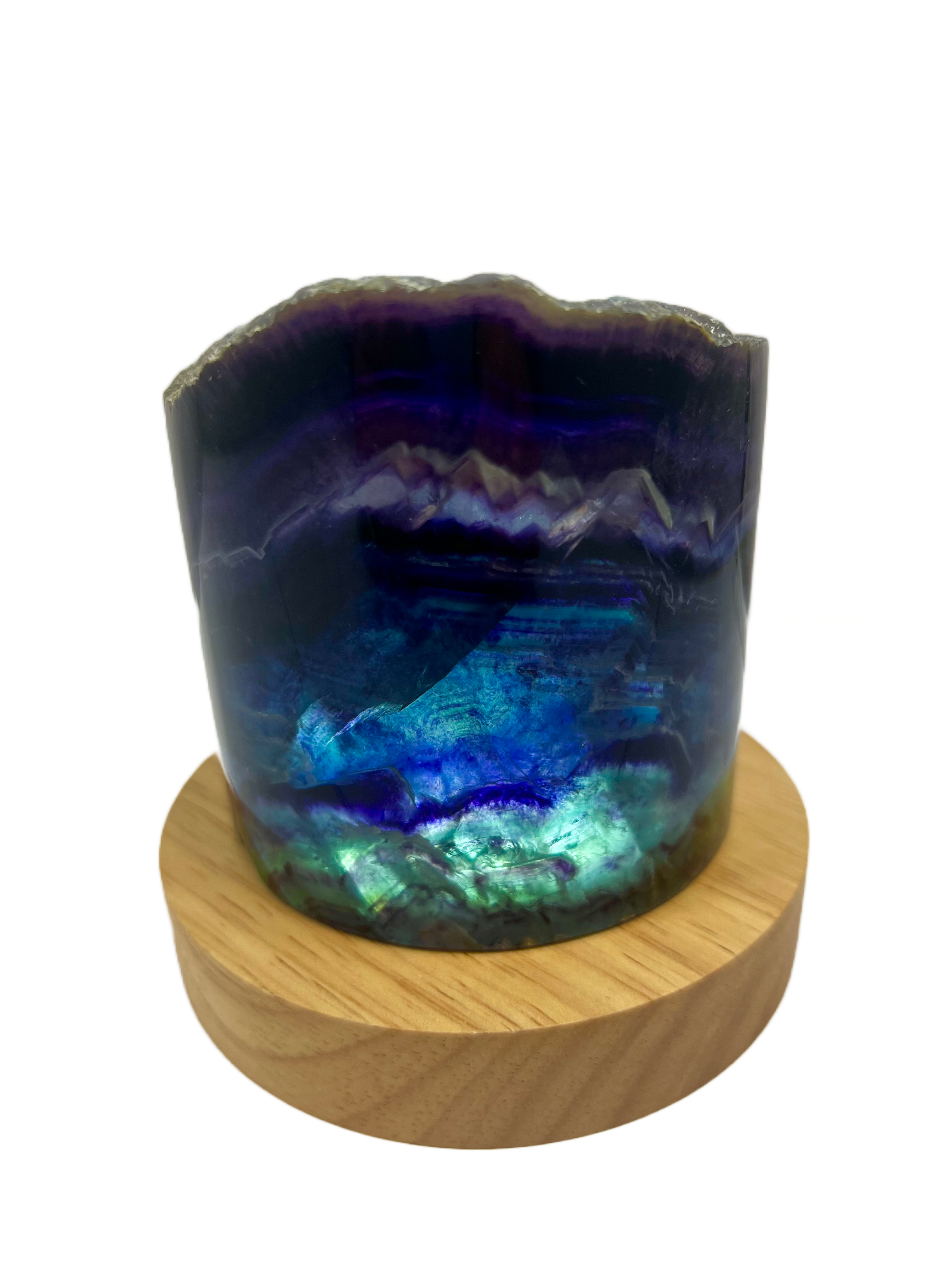 Medium Rainbow Fluorite Lamp - LED Stand I