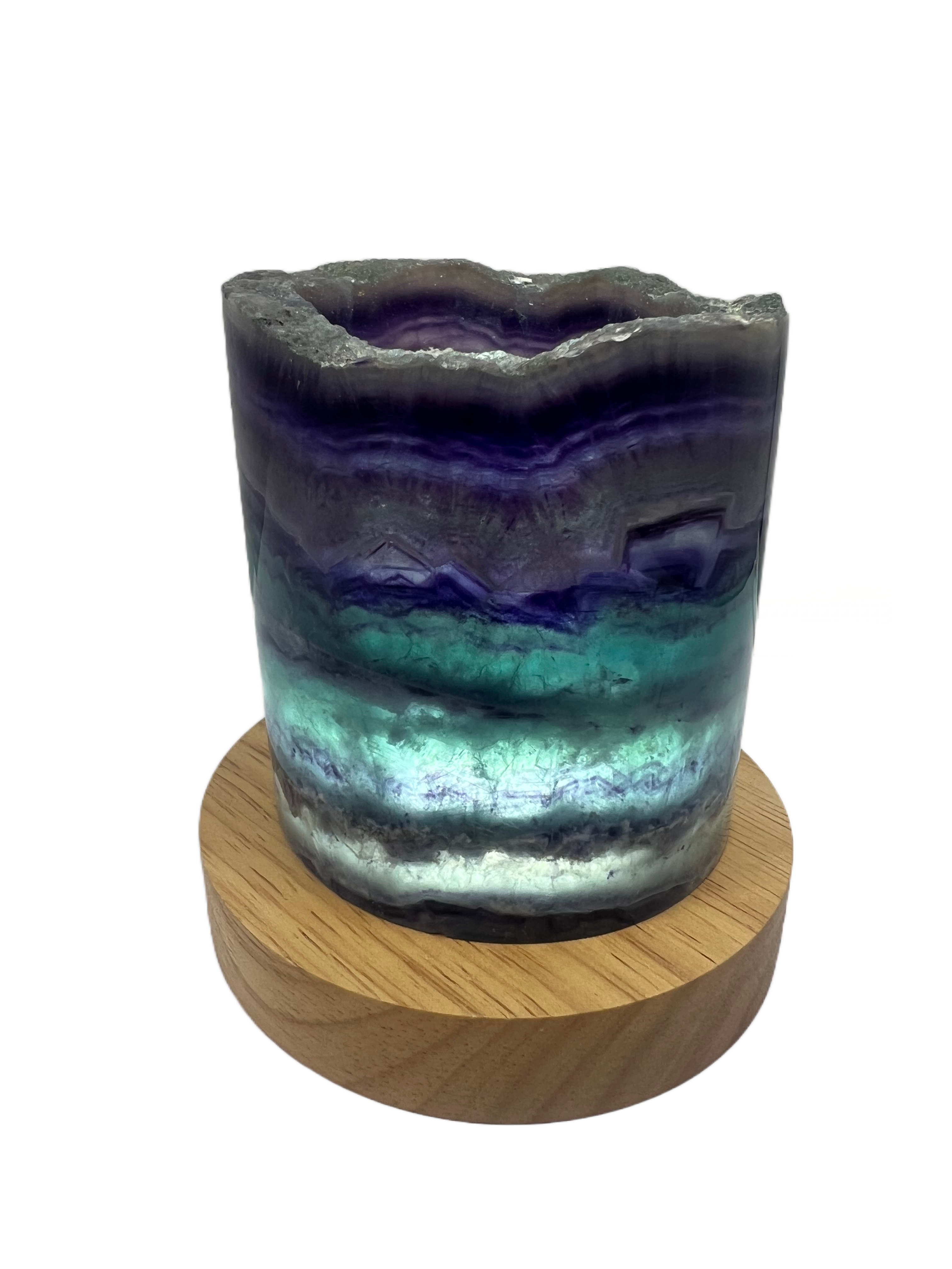 Medium Rainbow Fluorite Lamp - LED Stand H