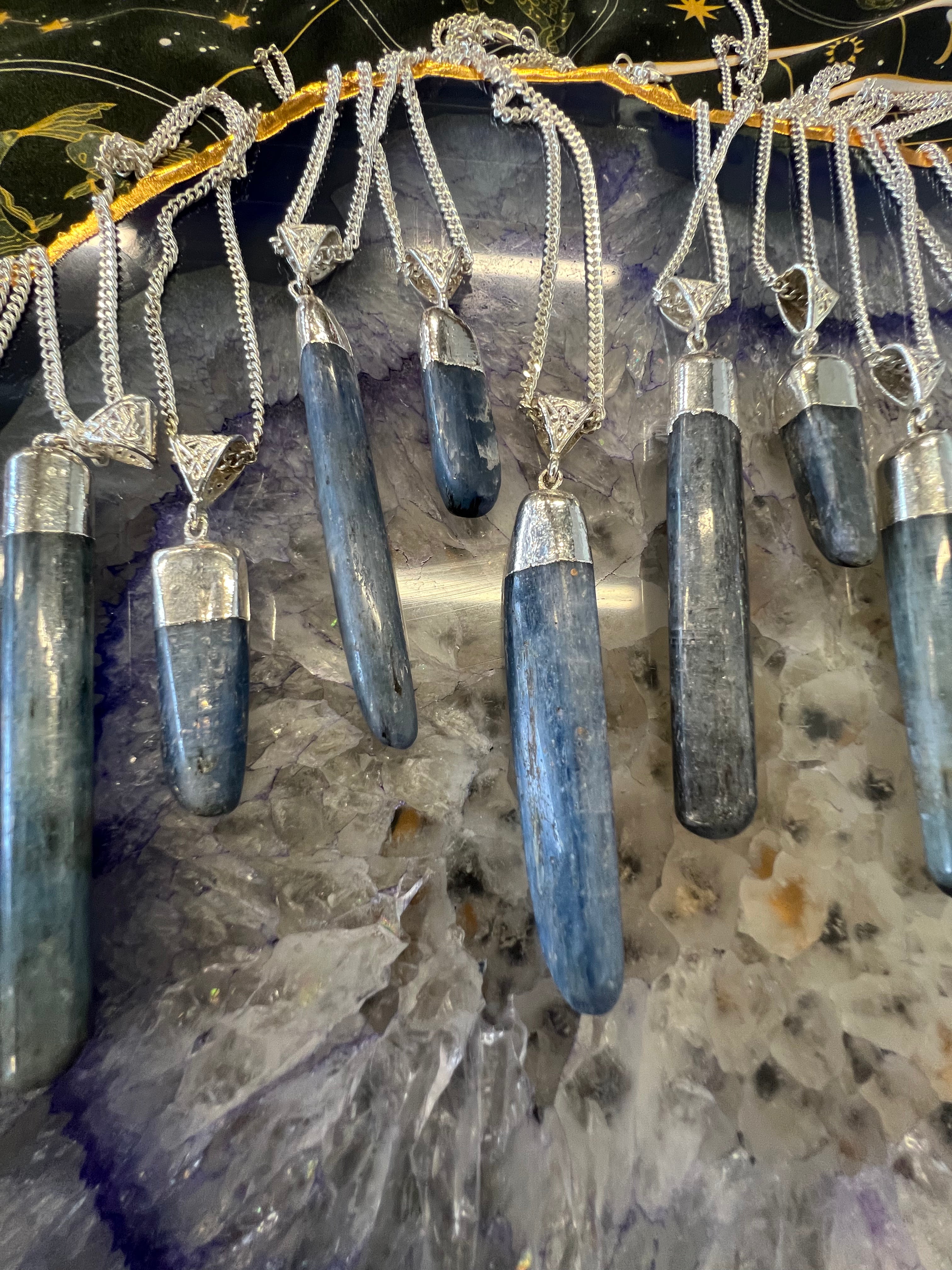 Kyanite Polished Blade Pendant Silver