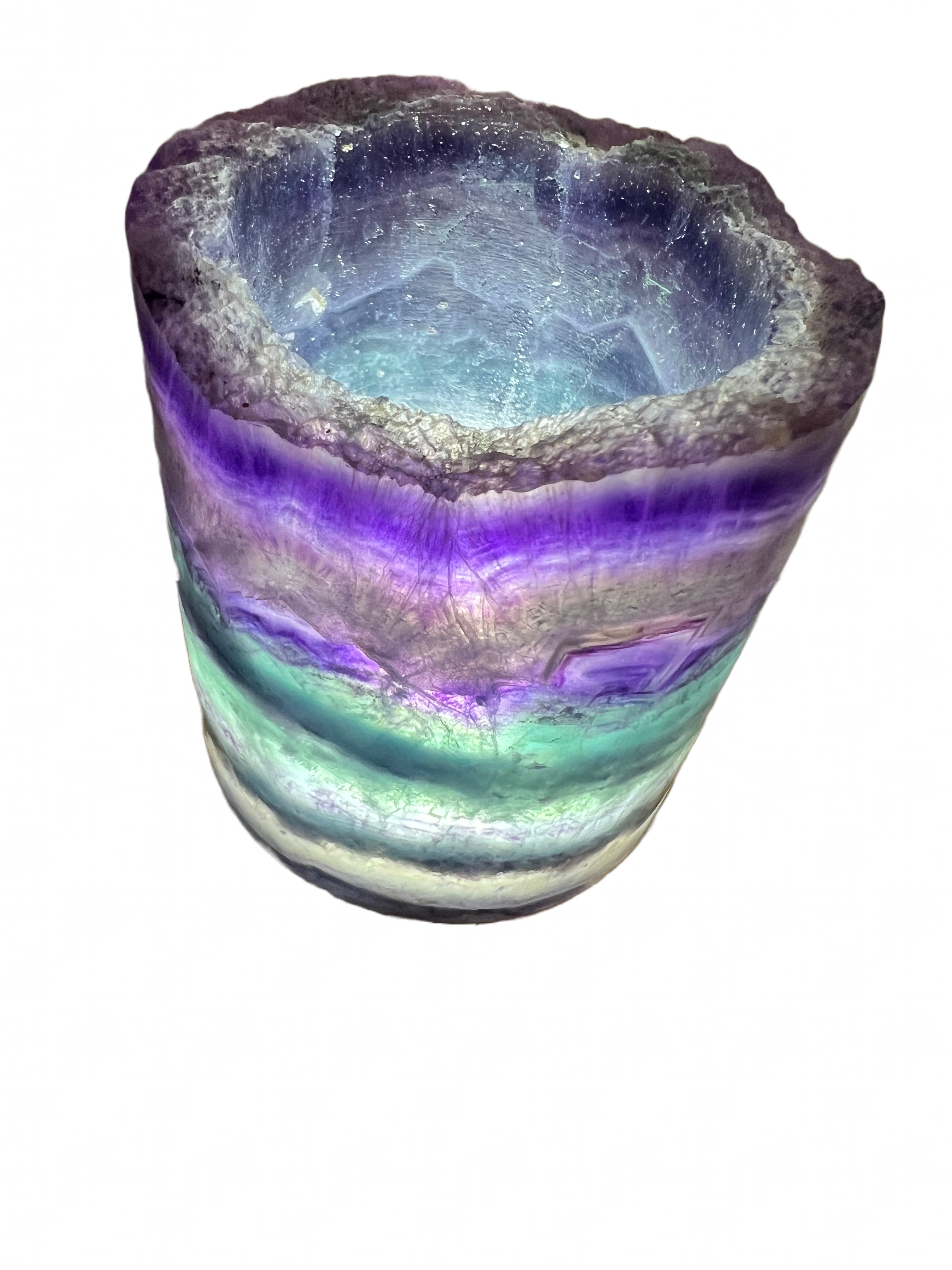 Medium Rainbow Fluorite Lamp - LED Stand H