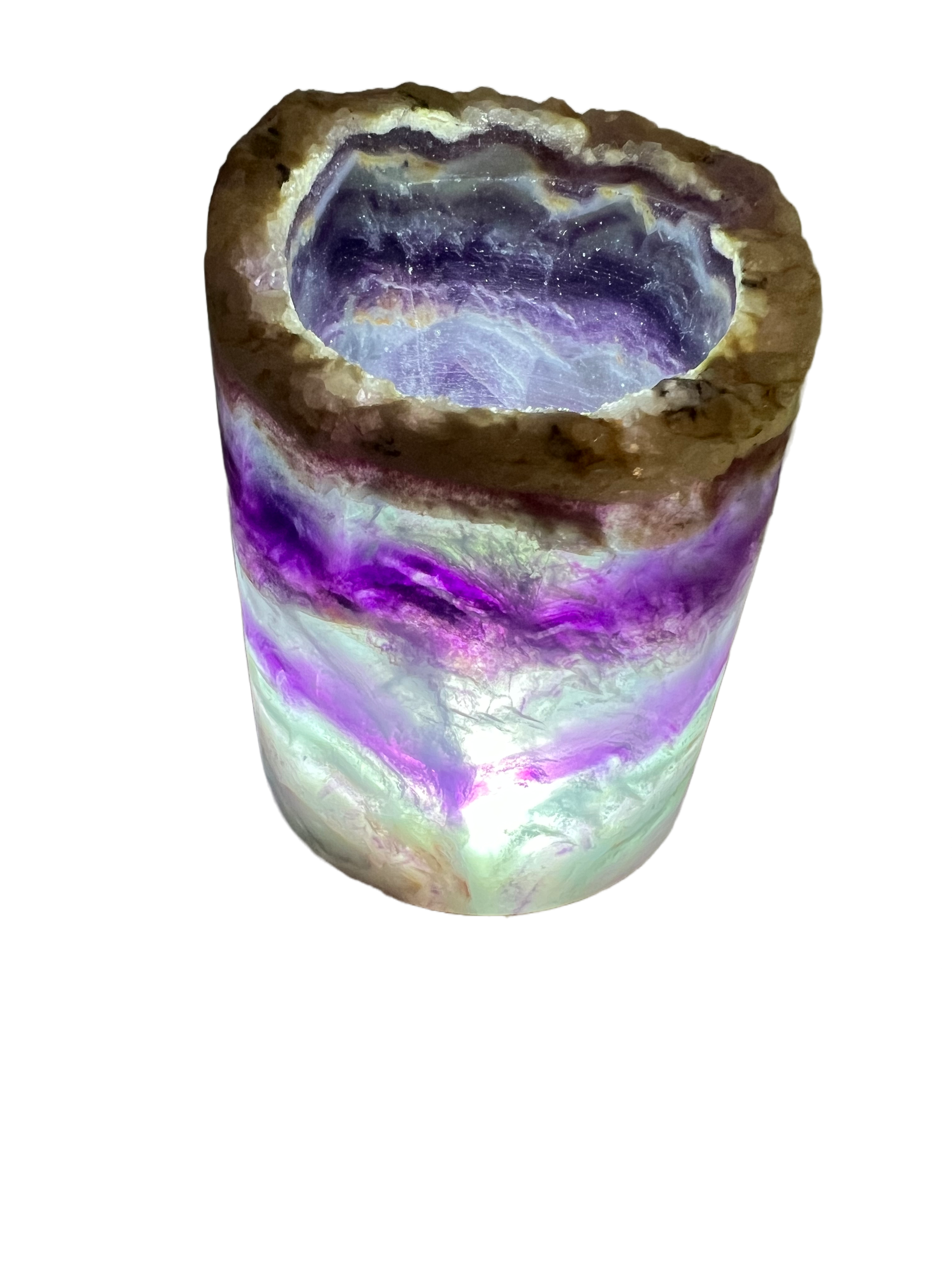 Medium Rainbow Fluorite Lamp - LED Stand J