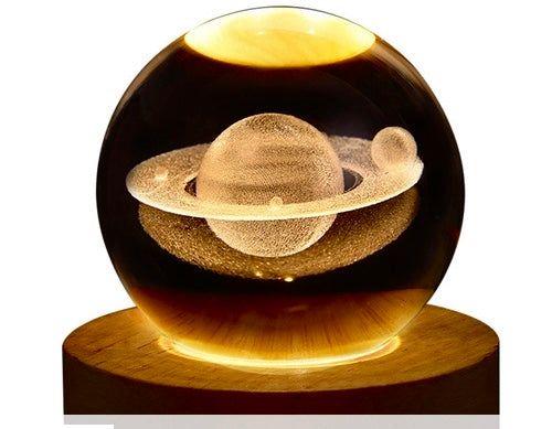 Saturn Night Light Glowing 3D Engraved Crystal Ball