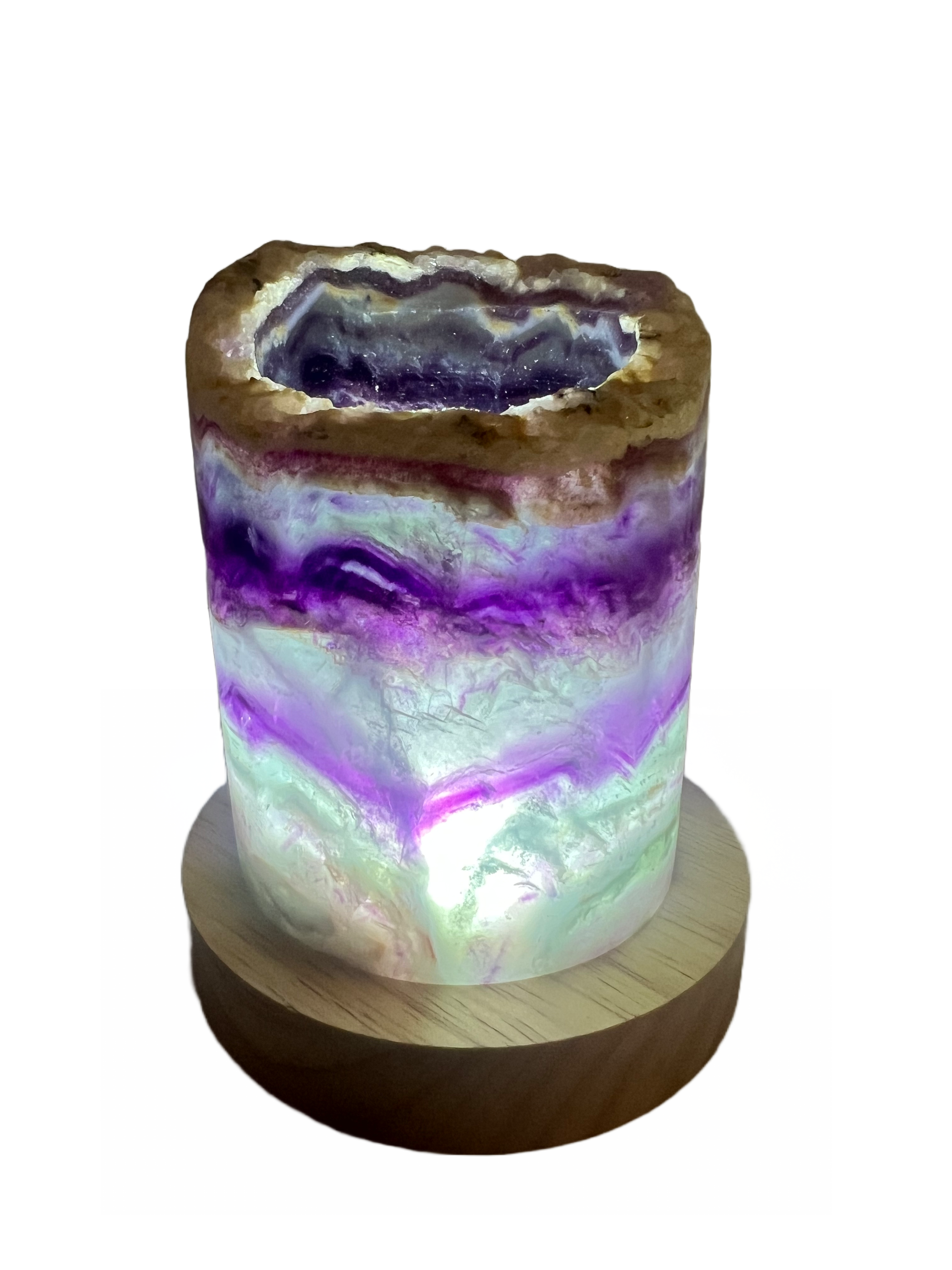 Medium Rainbow Fluorite Lamp - LED Stand J
