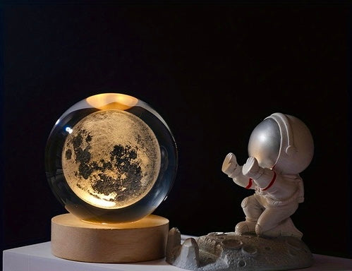 Moon Night Light Glowing 3D Engraved Crystal Ball
