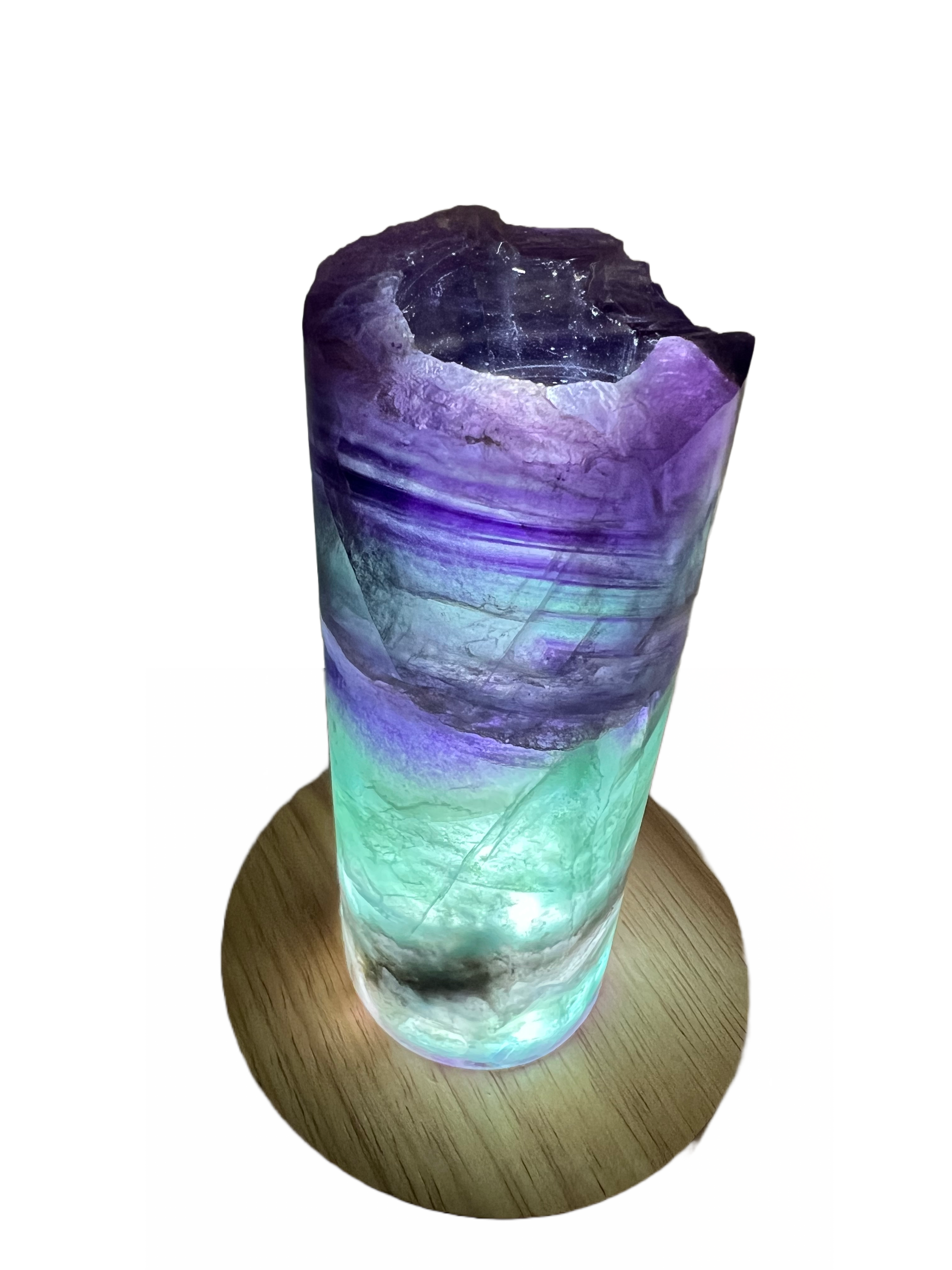 Medium Rainbow Fluorite Lamp - LED Stand F