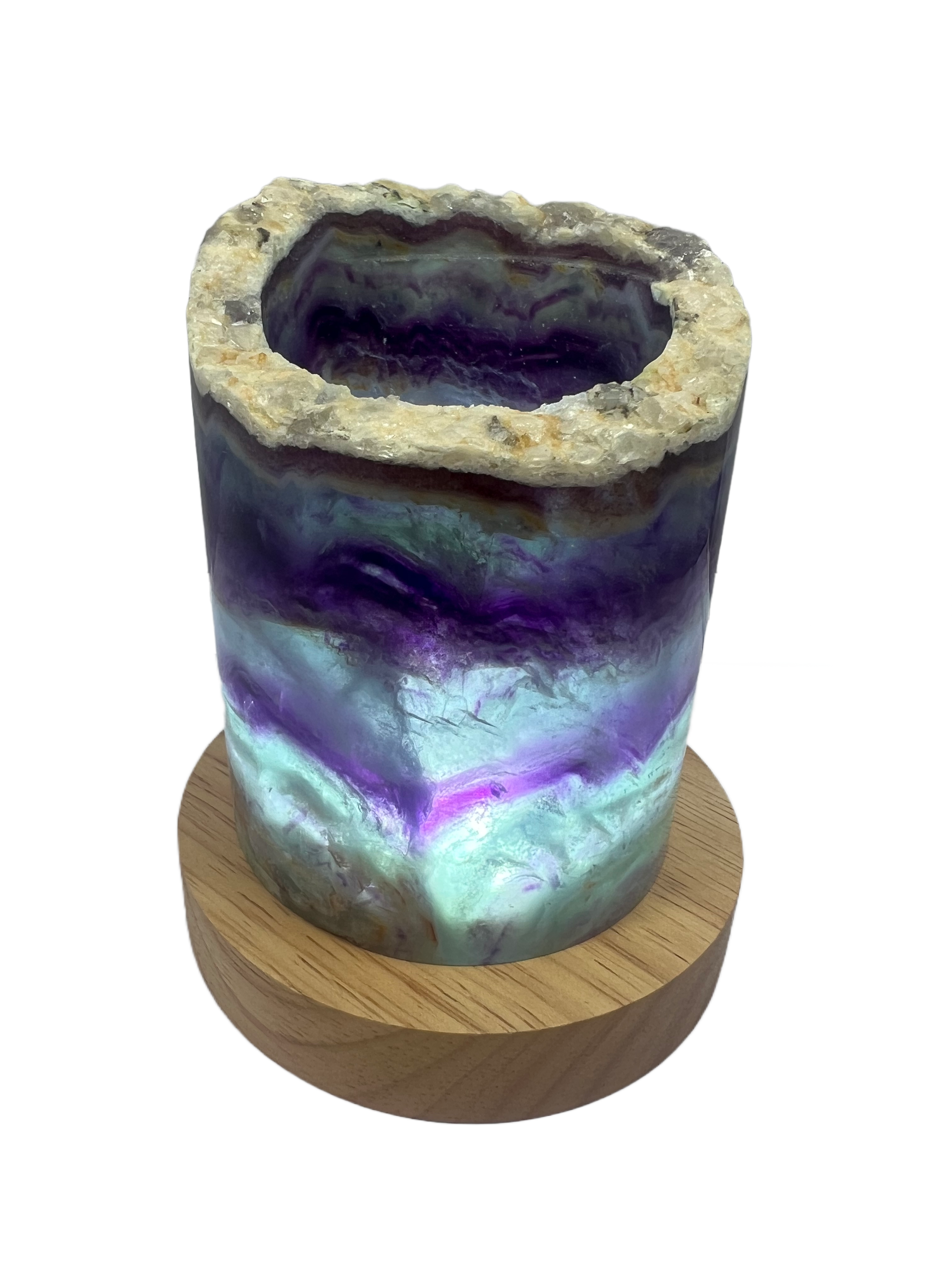 Medium Rainbow Fluorite Lamp - LED Stand J