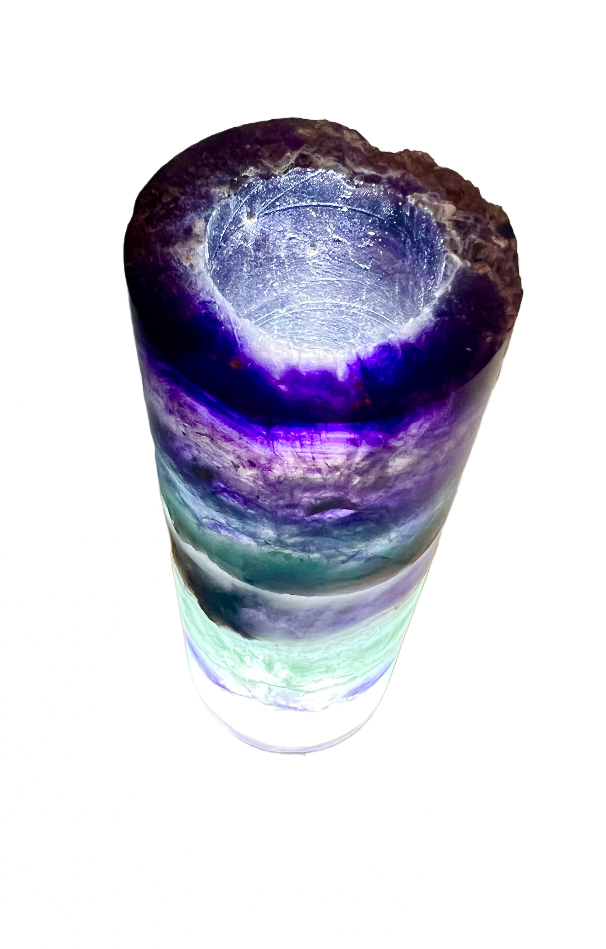Medium Rainbow Fluorite Lamp - LED Stand E