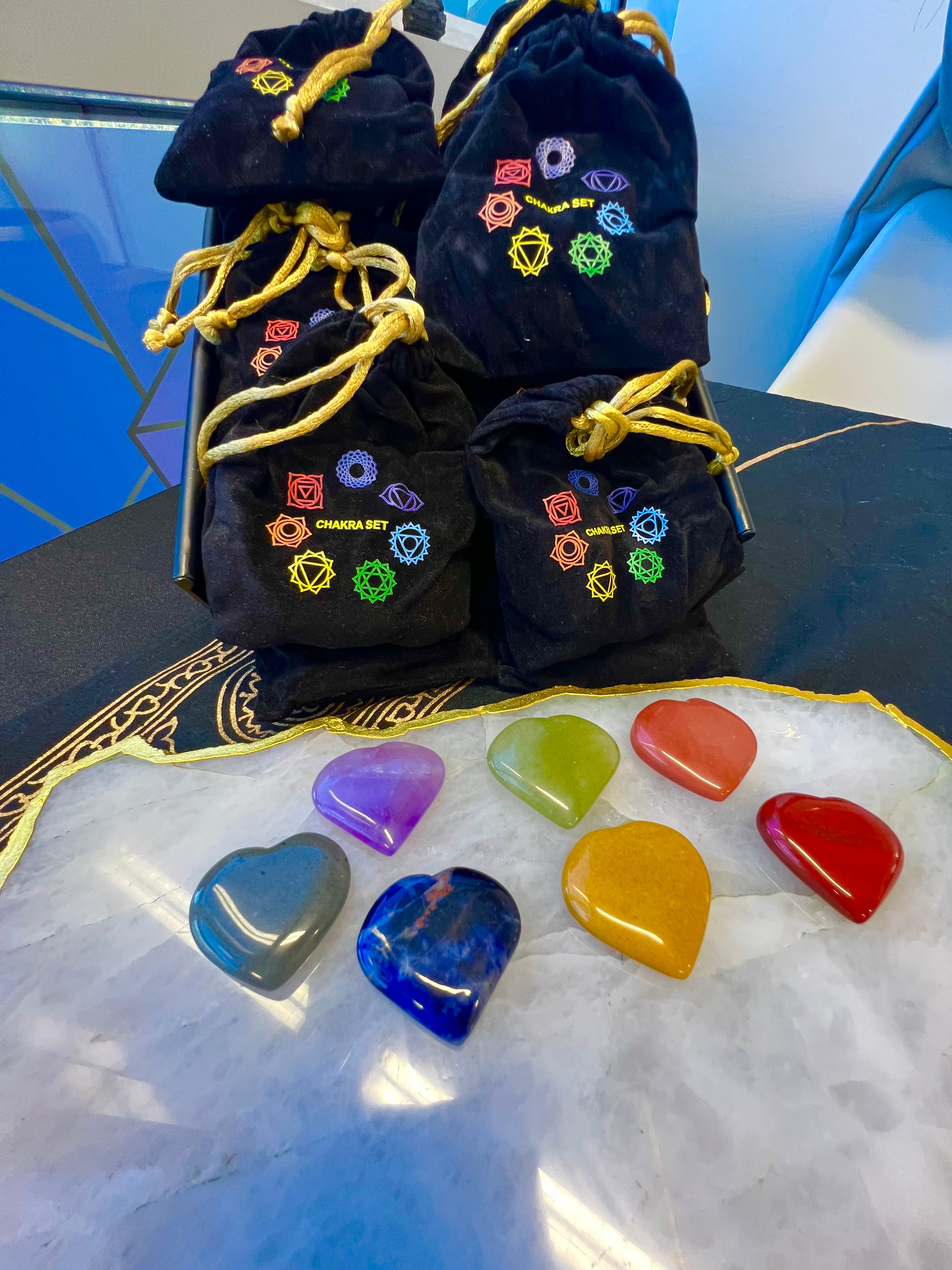 Crystal Heart 7 Chakras Set