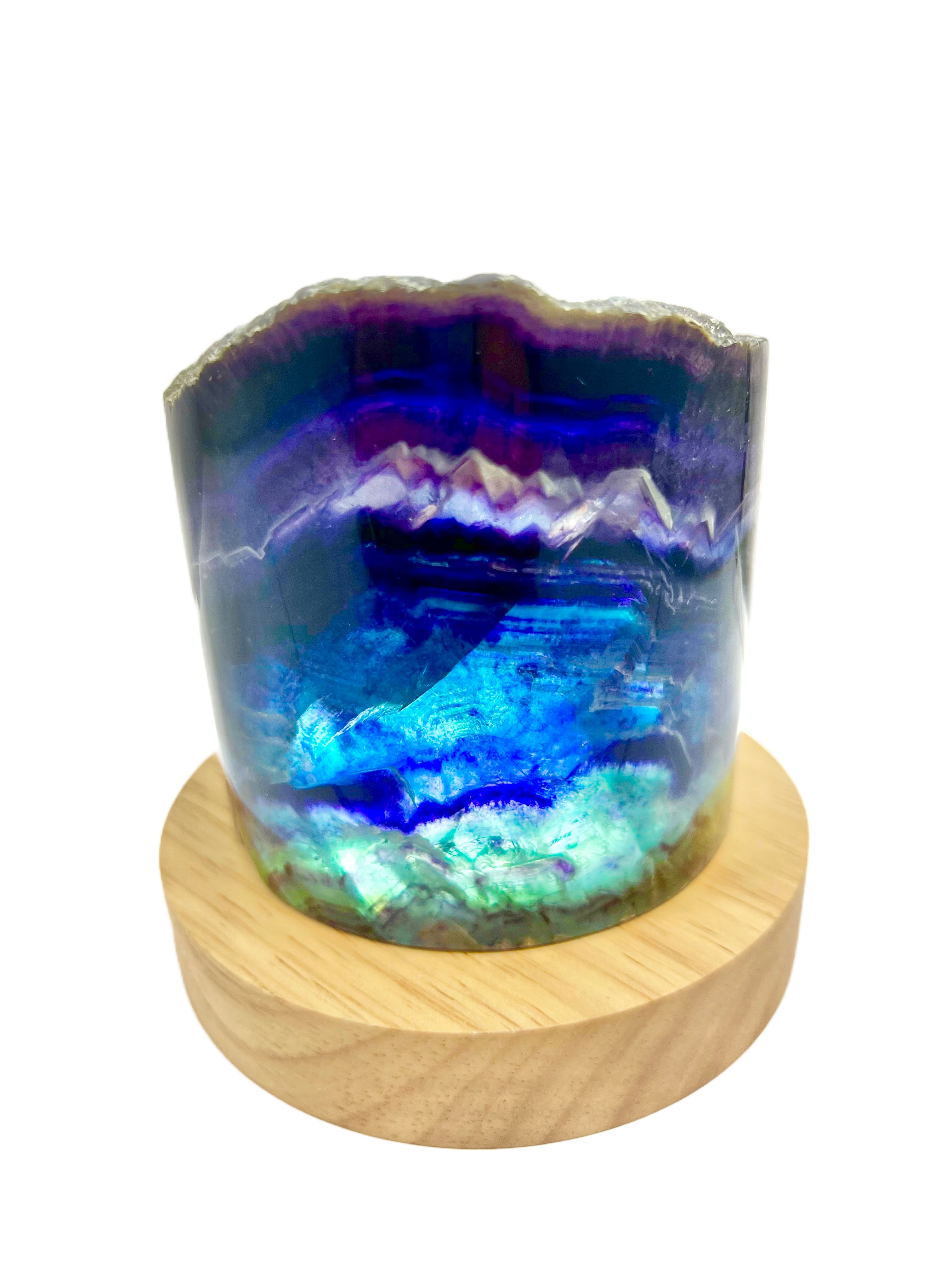 Medium Rainbow Fluorite Lamp - LED Stand I