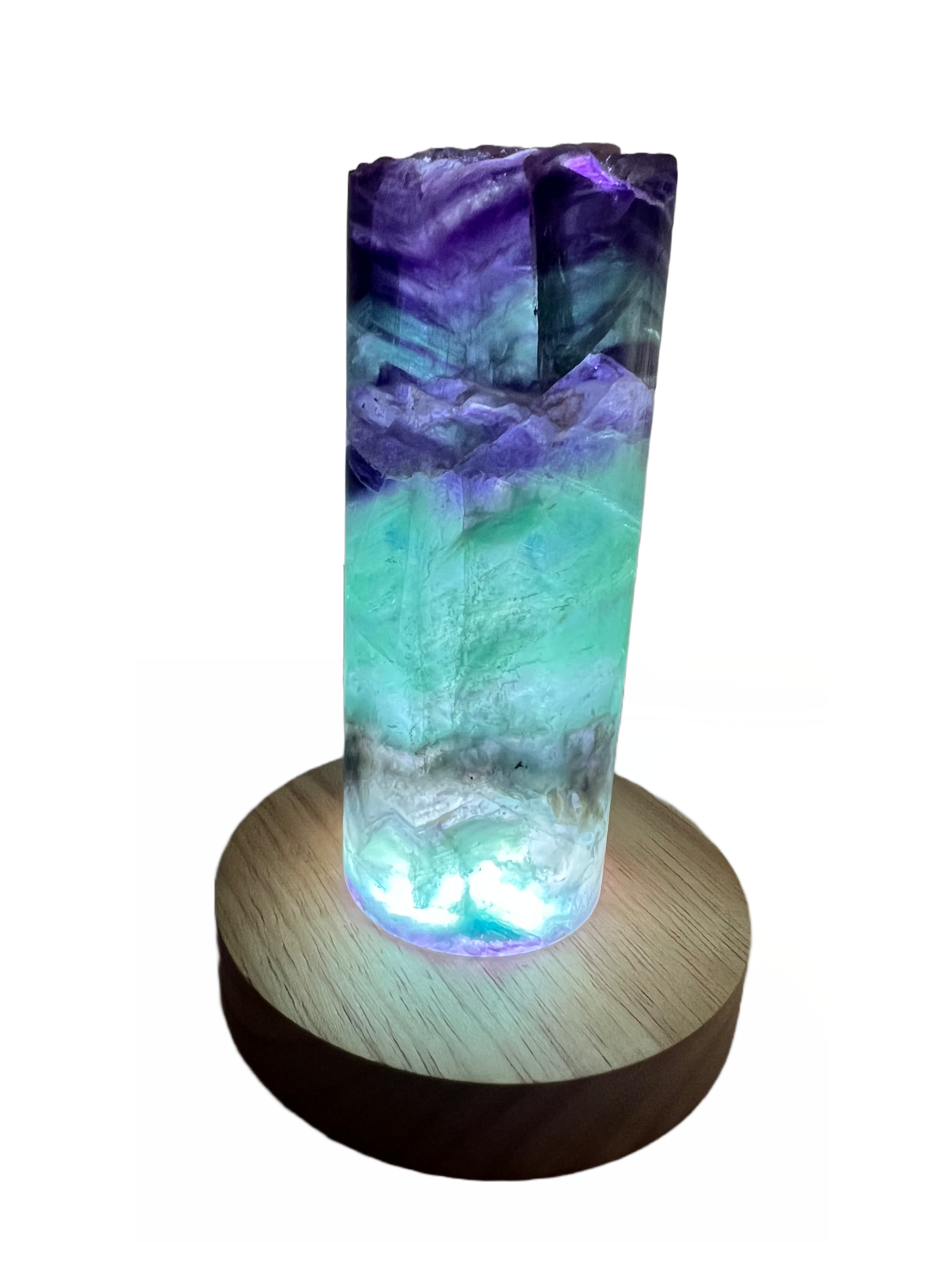 Medium Rainbow Fluorite Lamp - LED Stand F