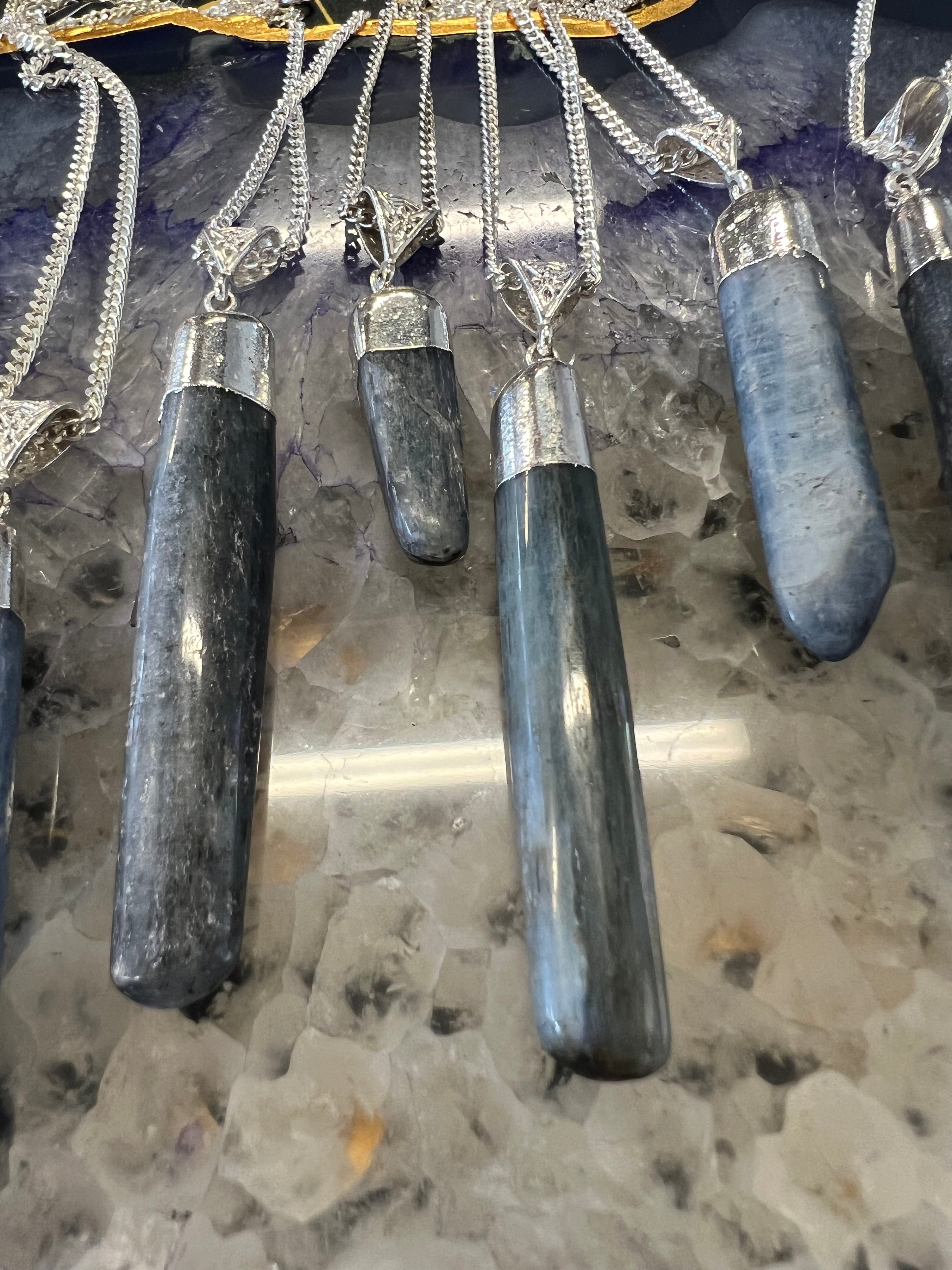 Kyanite Polished Blade Pendant Silver