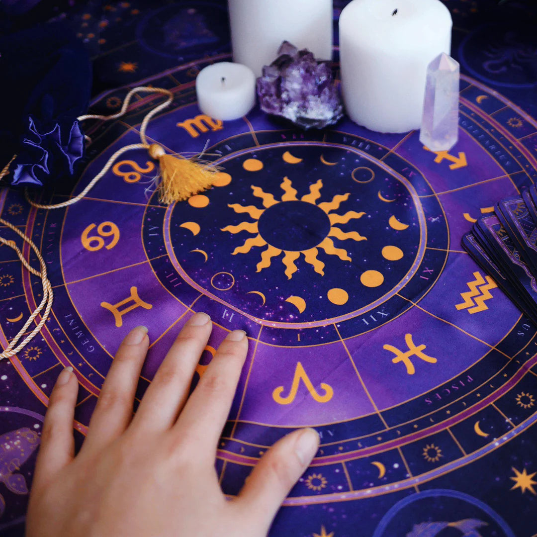 Zodiac Tarot Altar Scarf Purple