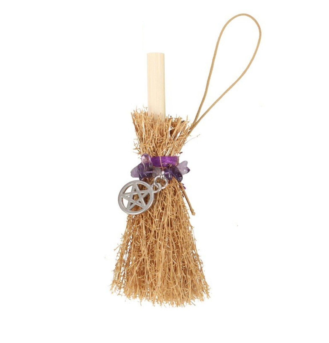 Peace Broomstick Amethyst Car Charm