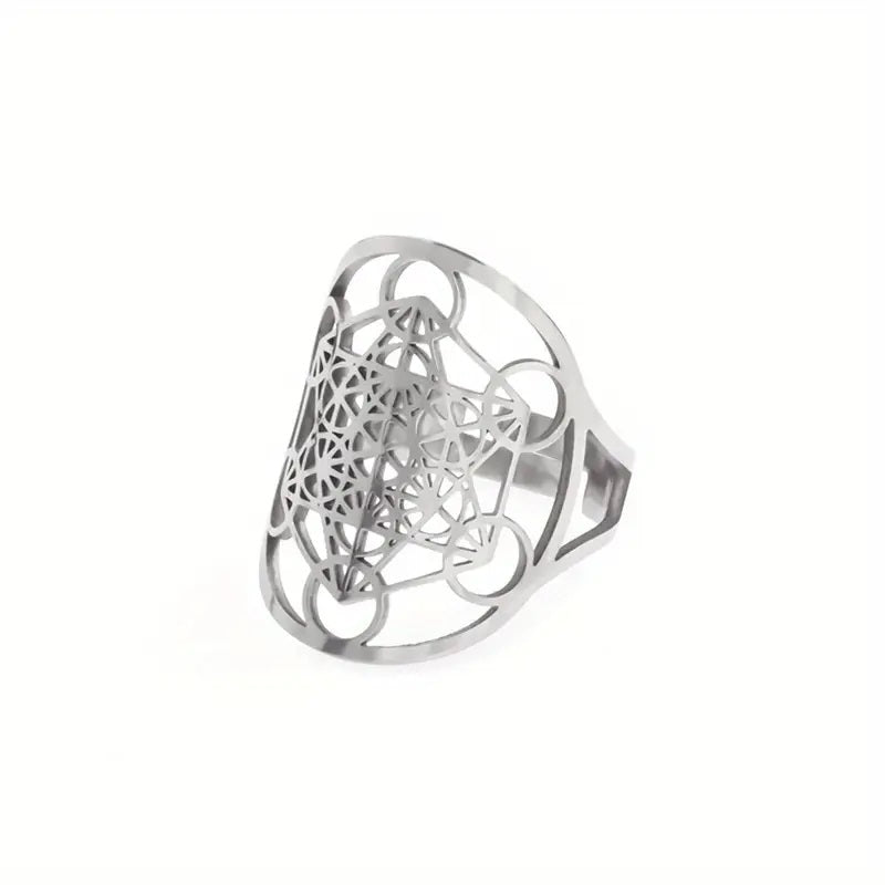 Stainless Steel Metatron Ring - Silvery