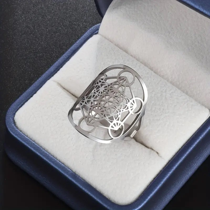 Stainless Steel Metatron Ring - Silvery