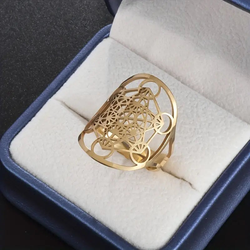 Stainless Steel Metatron Ring - Golden