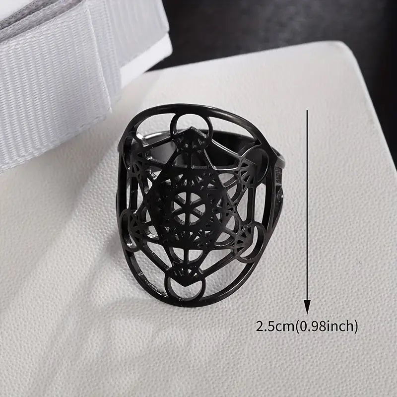 Stainless Steel Metatron Ring - Silvery
