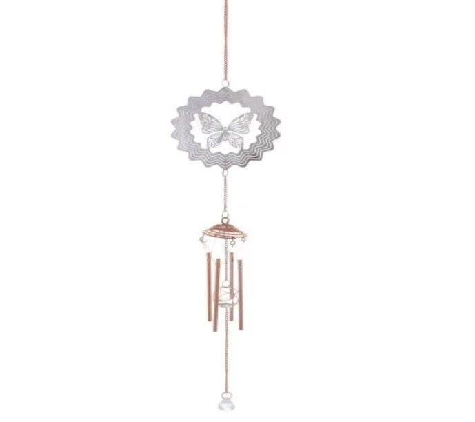 Wind Chimes Rose Gold Bells Hanging - Butterfly