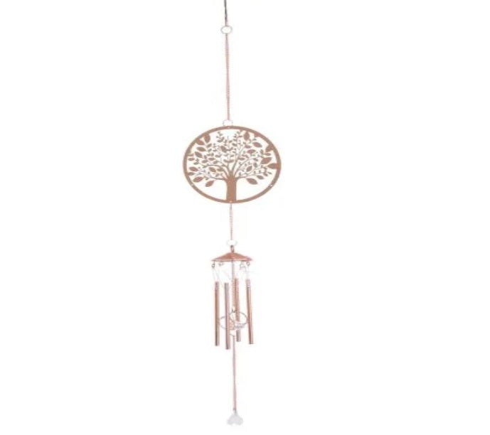 Wind Chimes Rose Gold Bells Hanging - Tree of Life