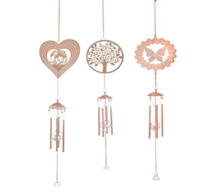 Wind Chimes Rose Gold Bells Hanging - Tree of Life