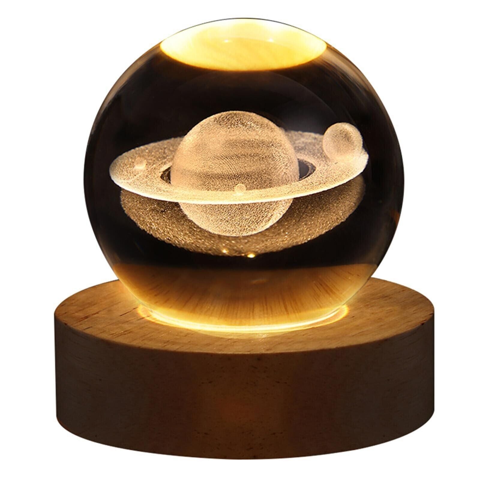 Saturn Night Light Glowing 3D Engraved Crystal Ball