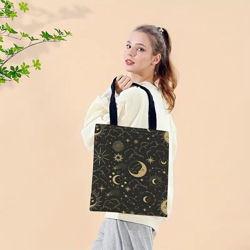 Sun And Moon Printed Tote Bag