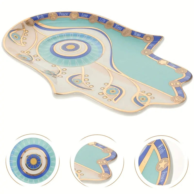 Hamsa Trinket Ceramic Evil Eye Jewellery Tray