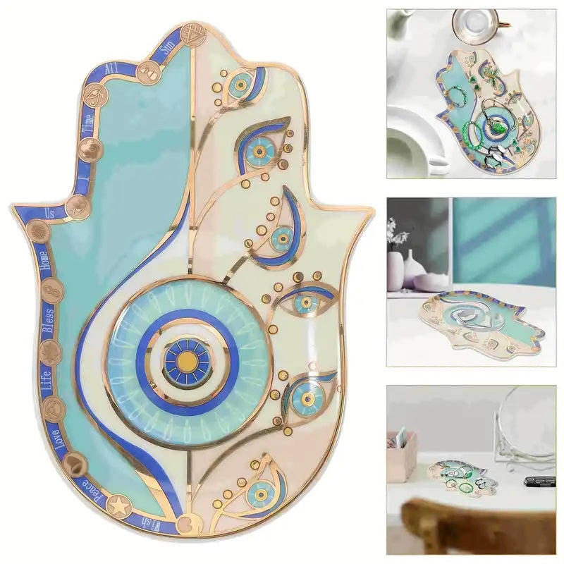 Hamsa Trinket Ceramic Evil Eye Jewellery Tray